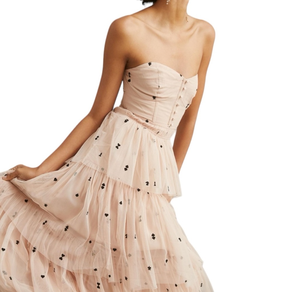 Maeve Pink Strapless Midi Dress